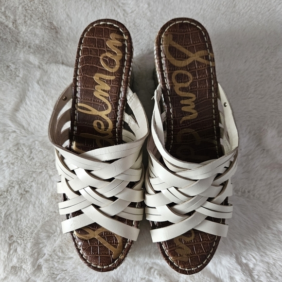 Sam Edelman Devon Ivory Leather Wedge Shoes Sz 9.5 Medium Platform Espadrille - Picture 7 of 7
